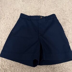 SPANX Navy High-Waist Tailored Bermuda Shorts. 4 inch inseam.
